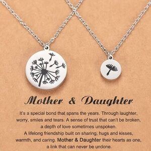 Mother & Daughter Stainless Steel Silver  Necklaces
